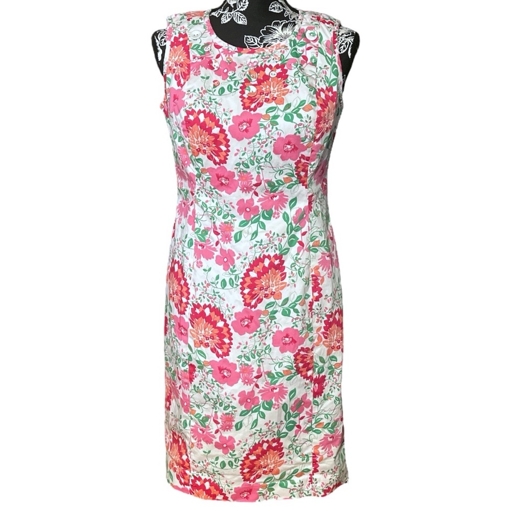 Kim Rogers Floral Button Detail Sleeveless Midi Dress